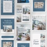 Modern residences with various floor plans and rooms.