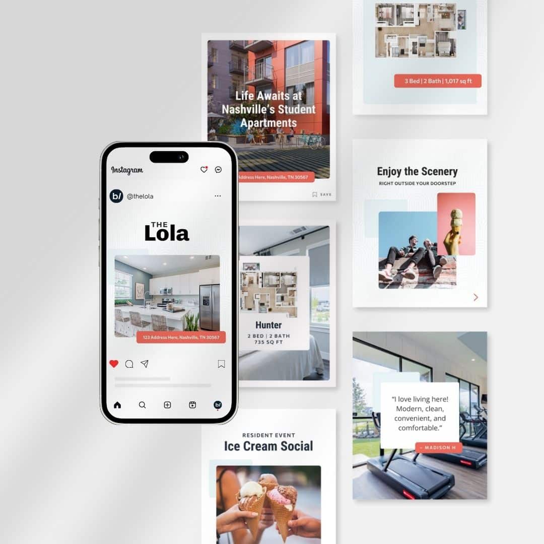 Instagram post showcasing Nashville student apartments.