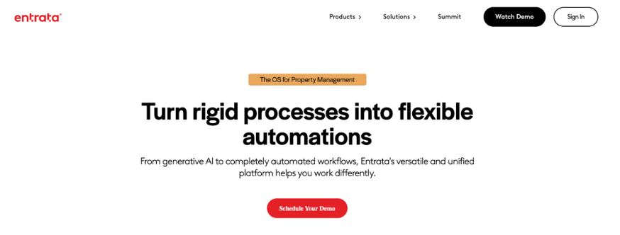 Entrata platform for automated property management.