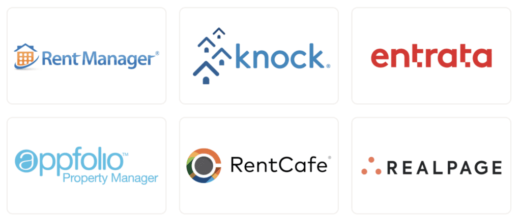 Logos of property management software companies.