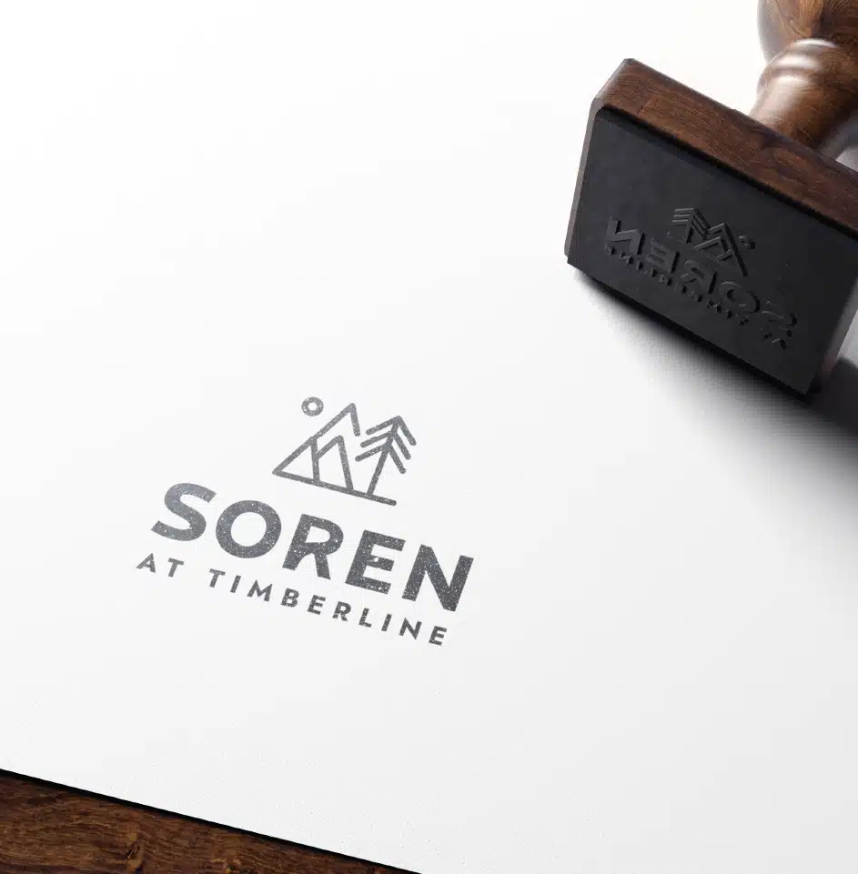 Soren at Timberline logo with stamp impression.