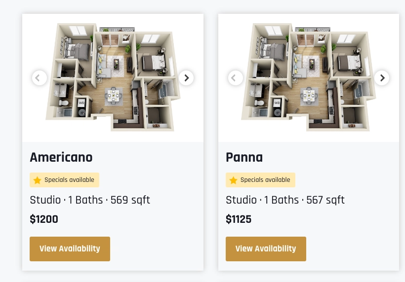 Compare two studio apartment floor plans.