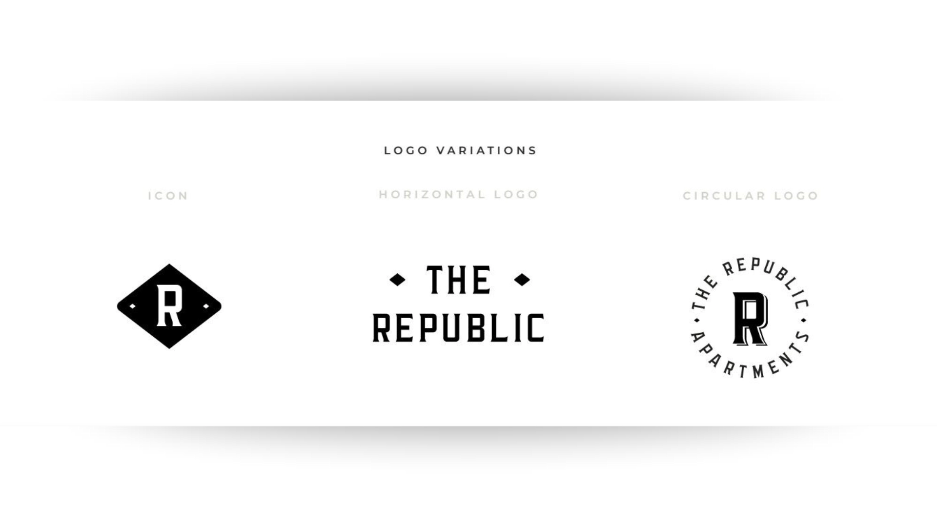 The Republic Apartments logo variations.