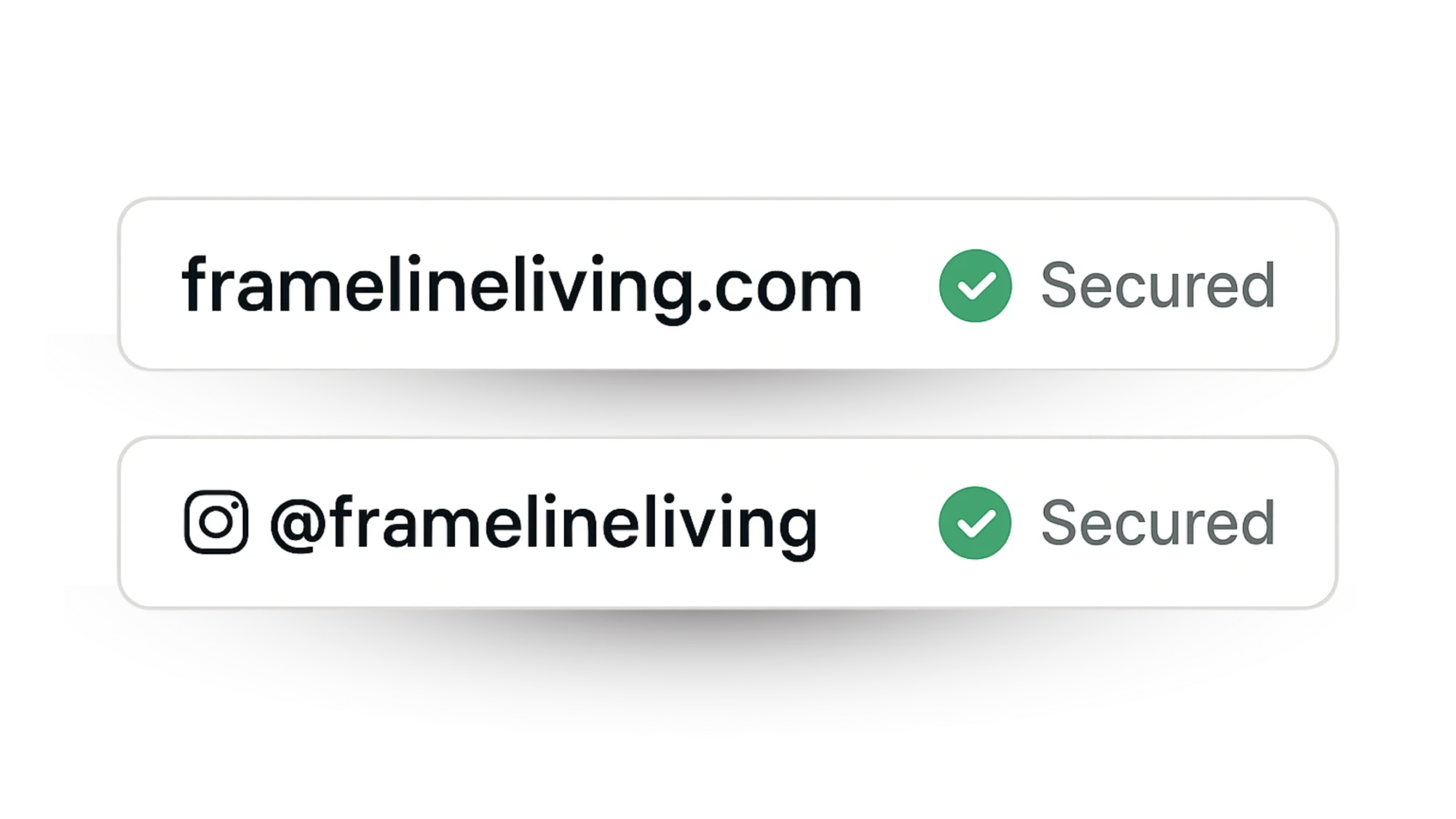 Frameline Living website and Instagram secured accounts.