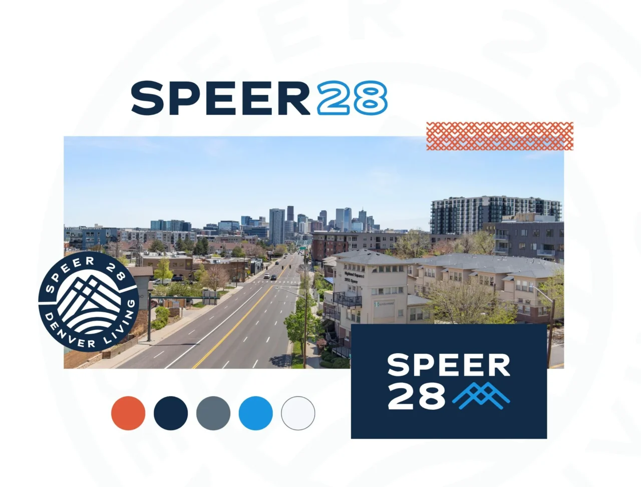 Speer 28 Denver cityscape and logo