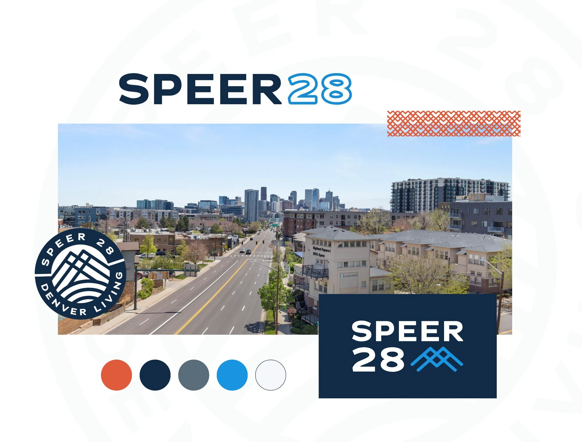 Speer 28 Denver cityscape and logo
