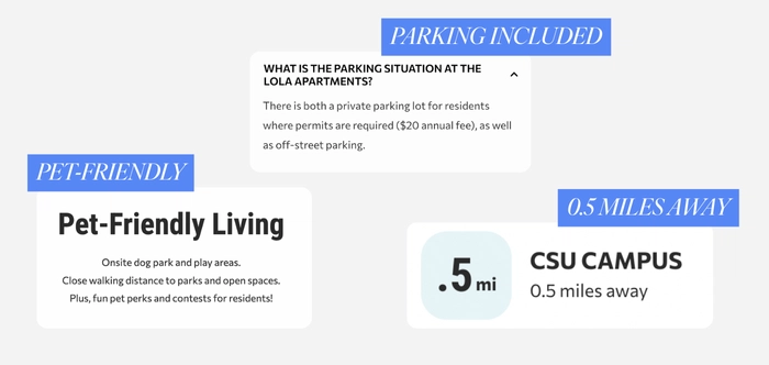 Pet-friendly apartments near campus with parking included.