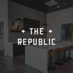 Modern kitchen interior with bar stools