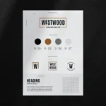 Westwood Apartments brand style guide with logo designs.