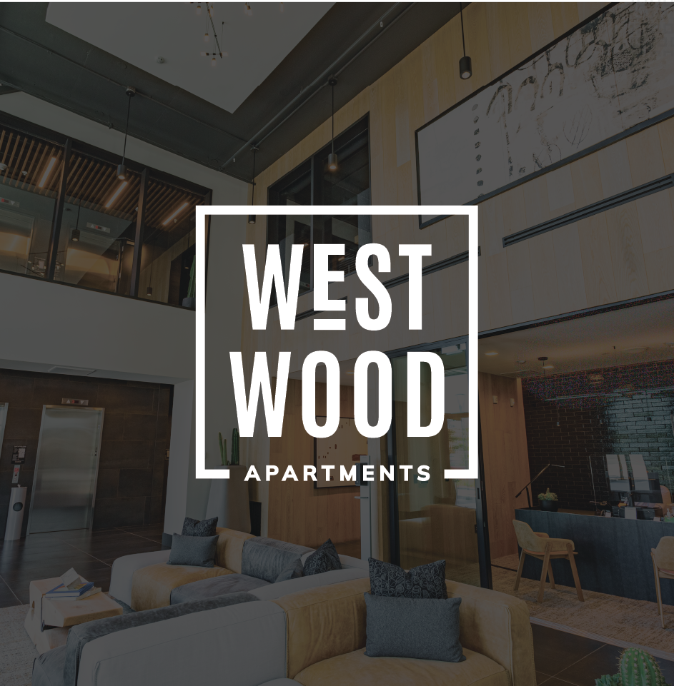 Modern Westwood Apartments lobby with seating area.