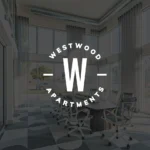 Westwood Apartments office with meeting table and chairs.