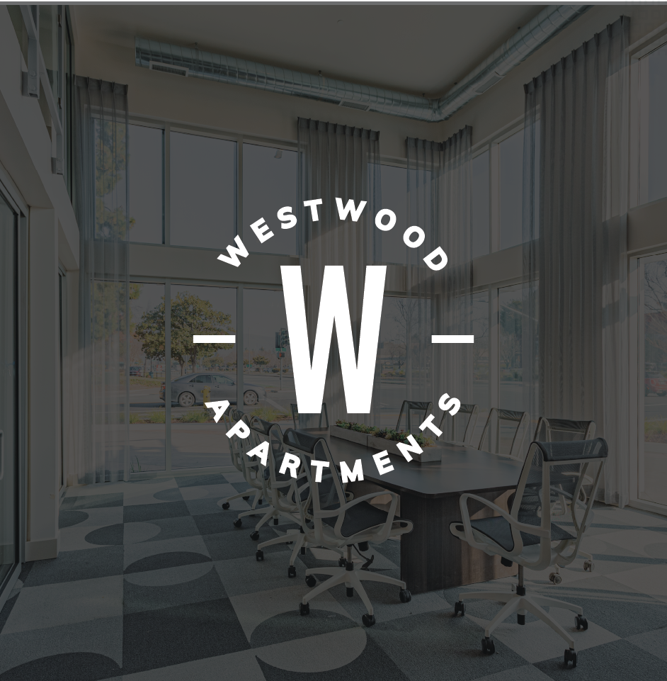Westwood Apartments office with meeting table and chairs.