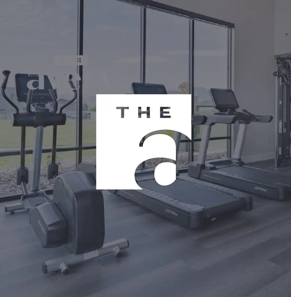 Modern gym with exercise equipment and large windows