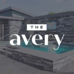 Modern house exterior with pool at The Avery