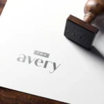 Rubber stamp on 'The Avery' paper