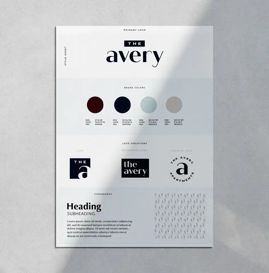 Avery brand style sheet with logo and colors.