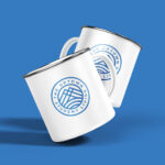 Two white mugs with Uptown Student Living logo.