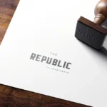 Rubber stamp with The Republic Apartments logo