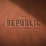 Leather-textured logo for The Republic Apartments.