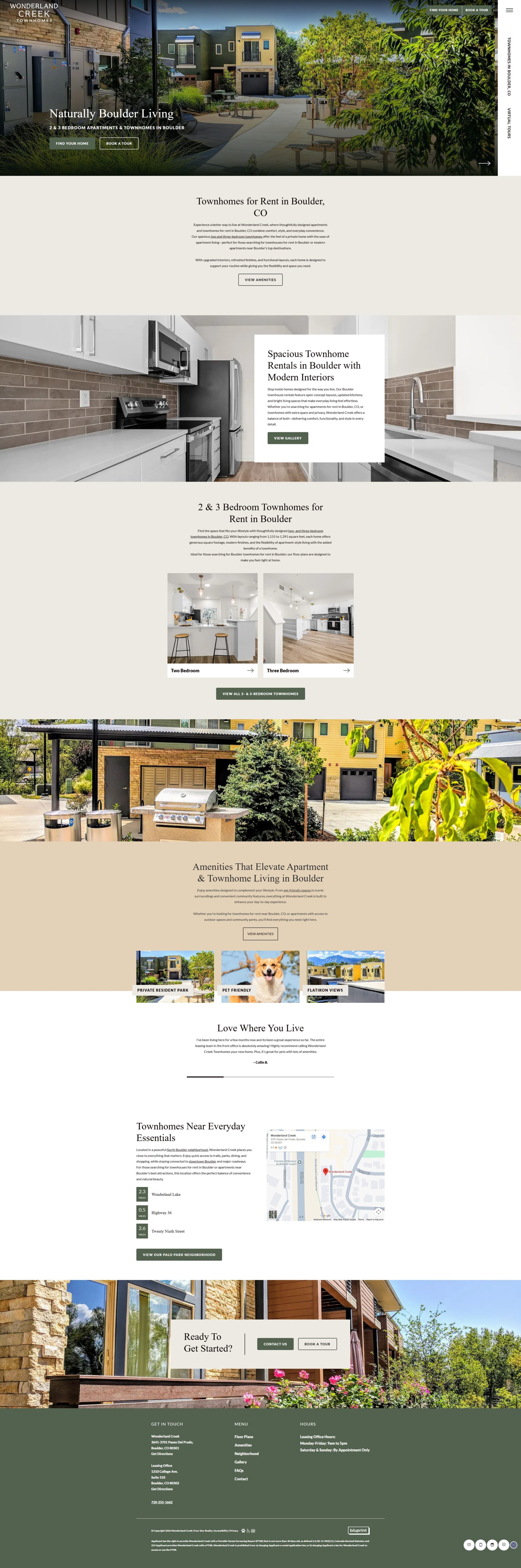 Wonderland Creek townhomes and modern kitchen in Boulder