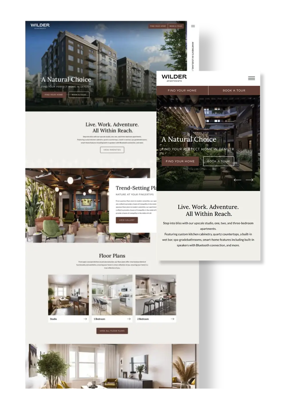 Wilder Apartments responsive website design on desktop and mobile